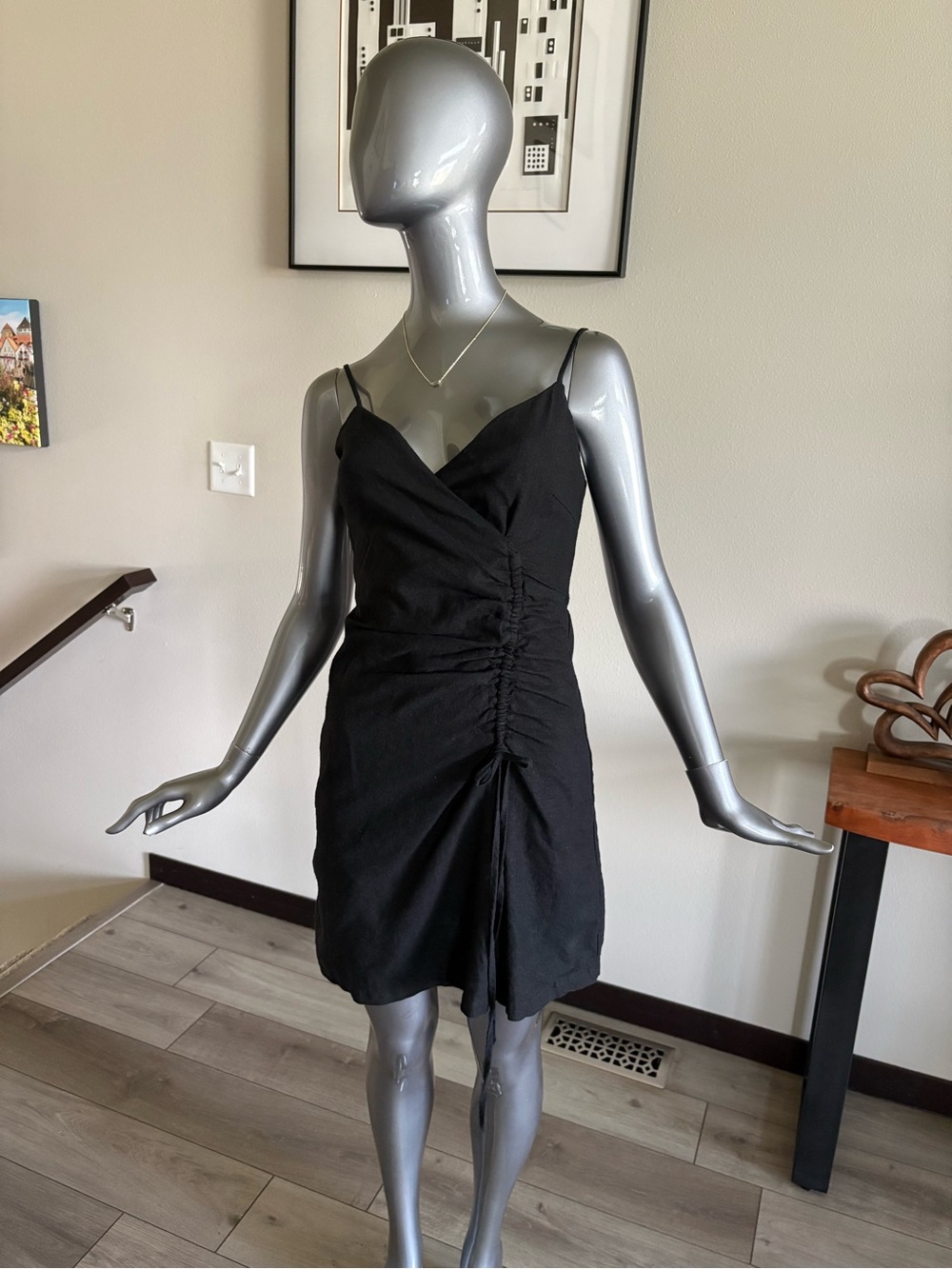 Forever 21 Black Ruched Mini Slip Dress
